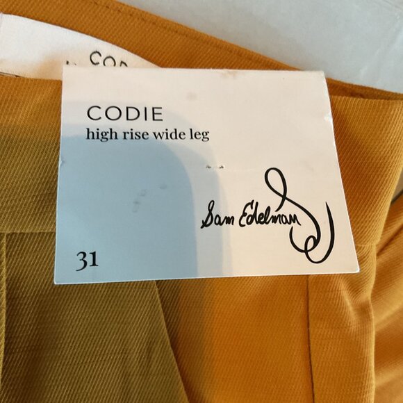 NWT Sam Edelman Codie High Rise Wide Leg Pant 31 Mustard Yellow Stylish Trousers - Picture 4 of 16